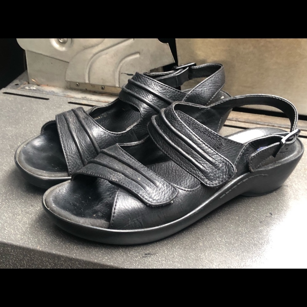 Wolky Women’s Black Leather Ankle Strap Sandals
